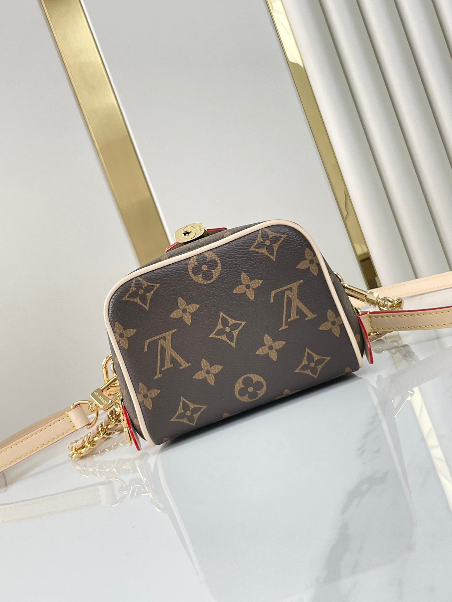 JUSTE AU CAS OÙ 14 EN TOILE MONOGRAMME MARRON QUINCAILLERIE DORÉ