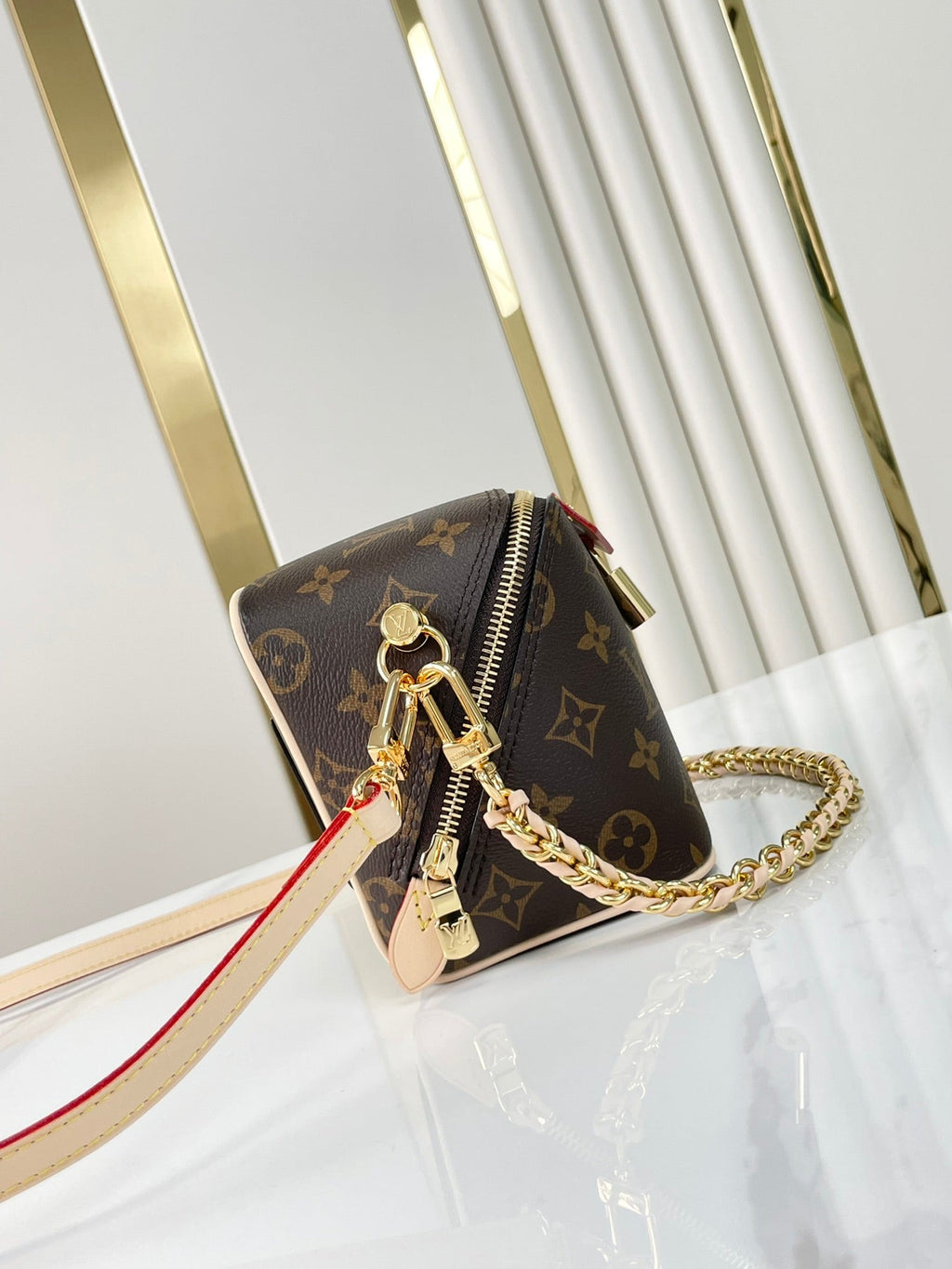 JUSTE AU CAS OÙ 14 EN TOILE MONOGRAMME MARRON QUINCAILLERIE DORÉ