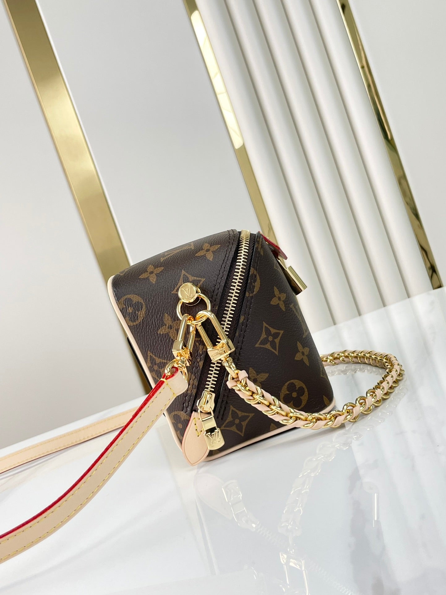 JUSTE AU CAS OÙ 14 EN TOILE MONOGRAMME MARRON QUINCAILLERIE DORÉ