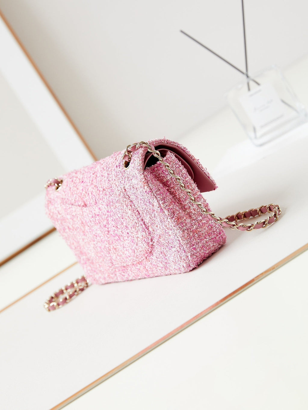 24P MEDIUM CLASSIC 25CM TWEED ROSE QUINCAILLERIE OR 