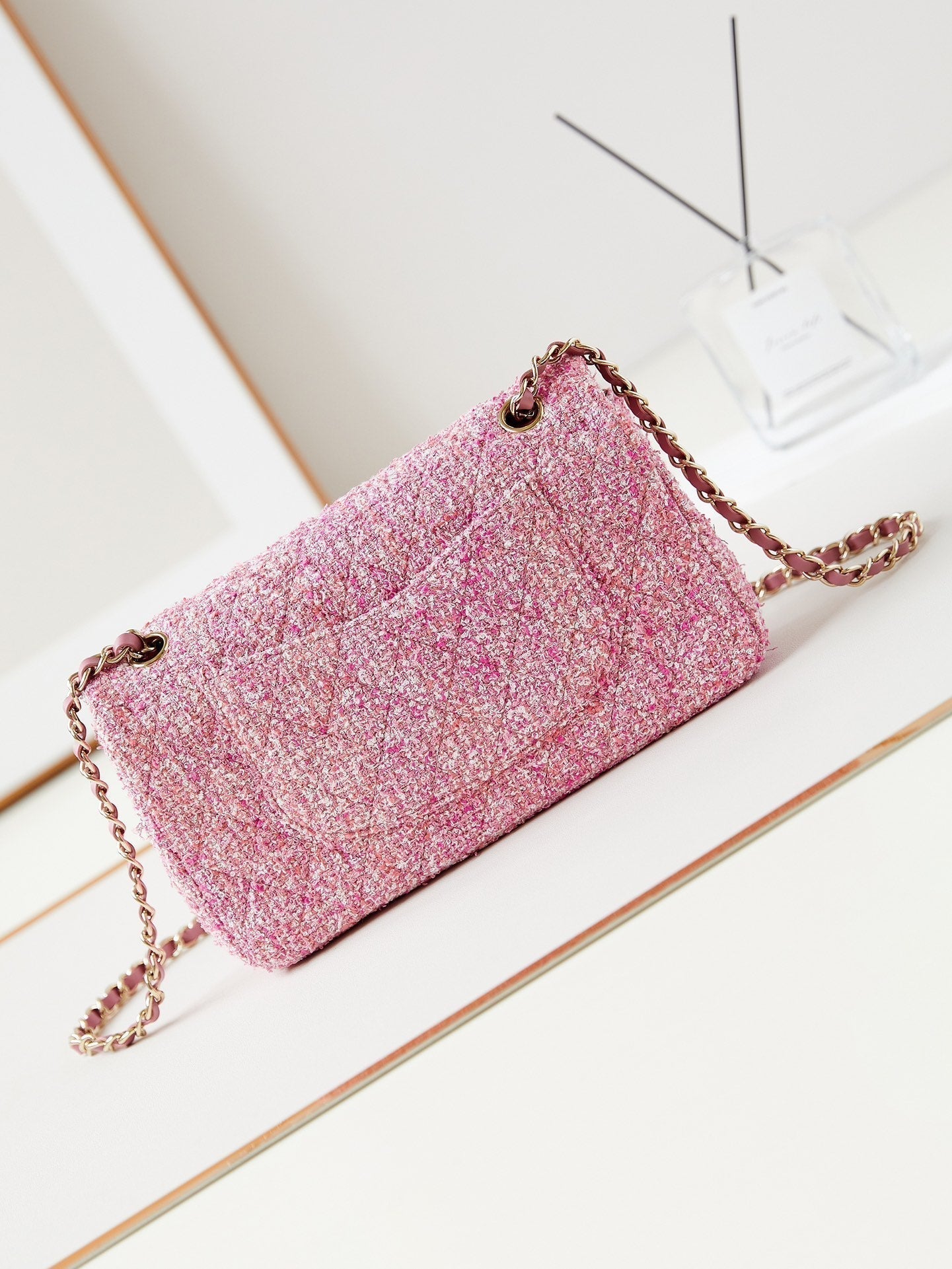 24P MEDIUM CLASSIC 25CM TWEED ROSE QUINCAILLERIE OR 