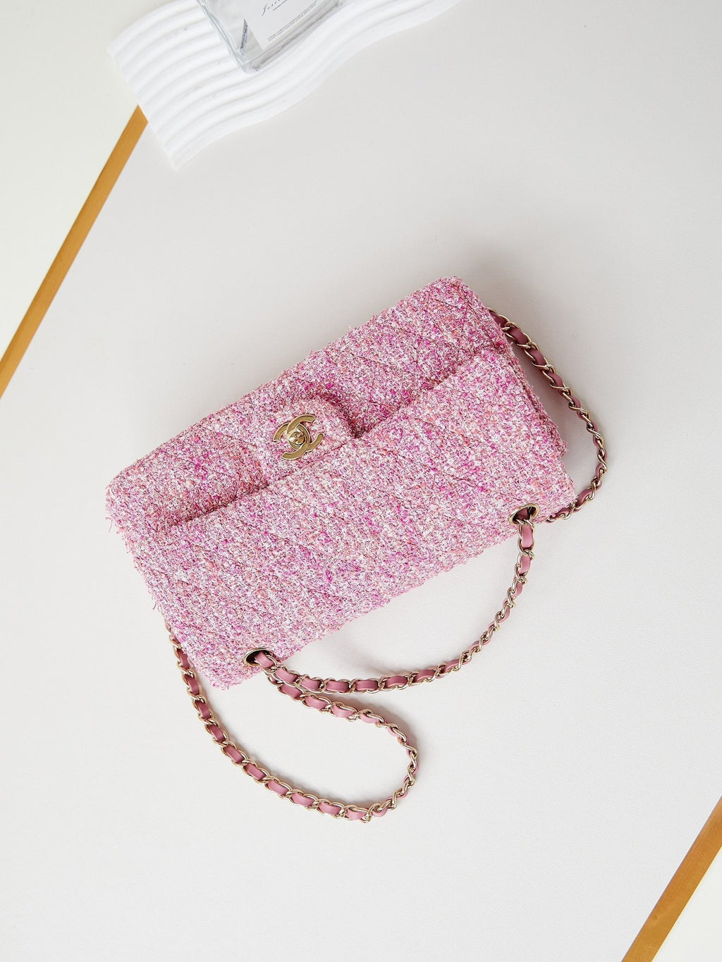 24P MEDIUM CLASSIC 25CM TWEED ROSE QUINCAILLERIE OR 