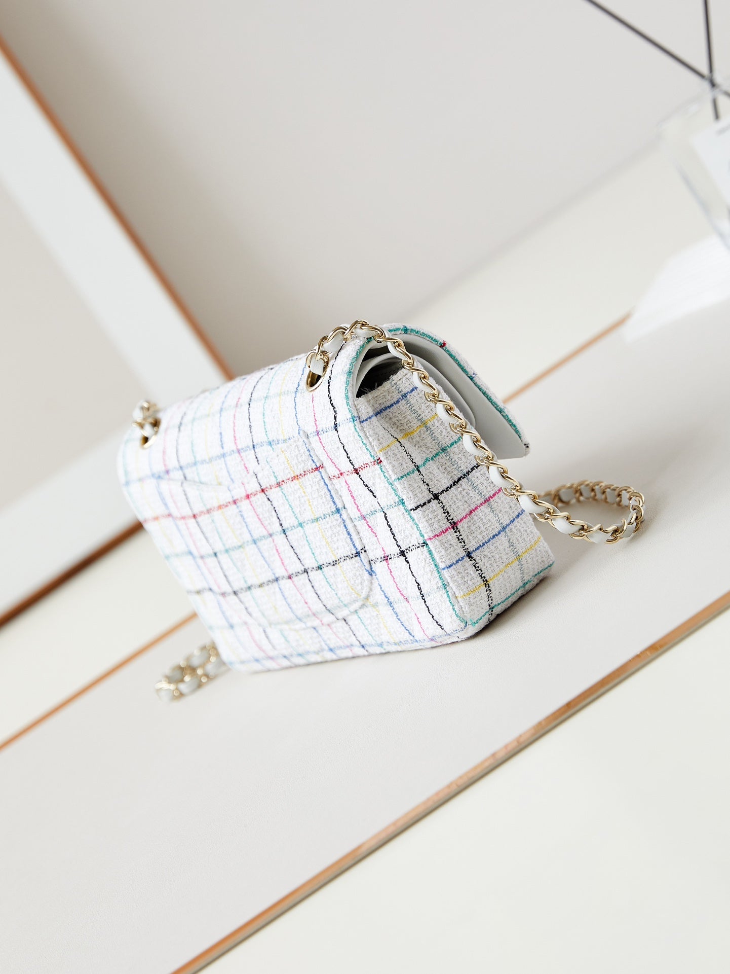 24P MEDIUM CLASSIC 25CM TWEED BLANC QUINCAILLERIE OR