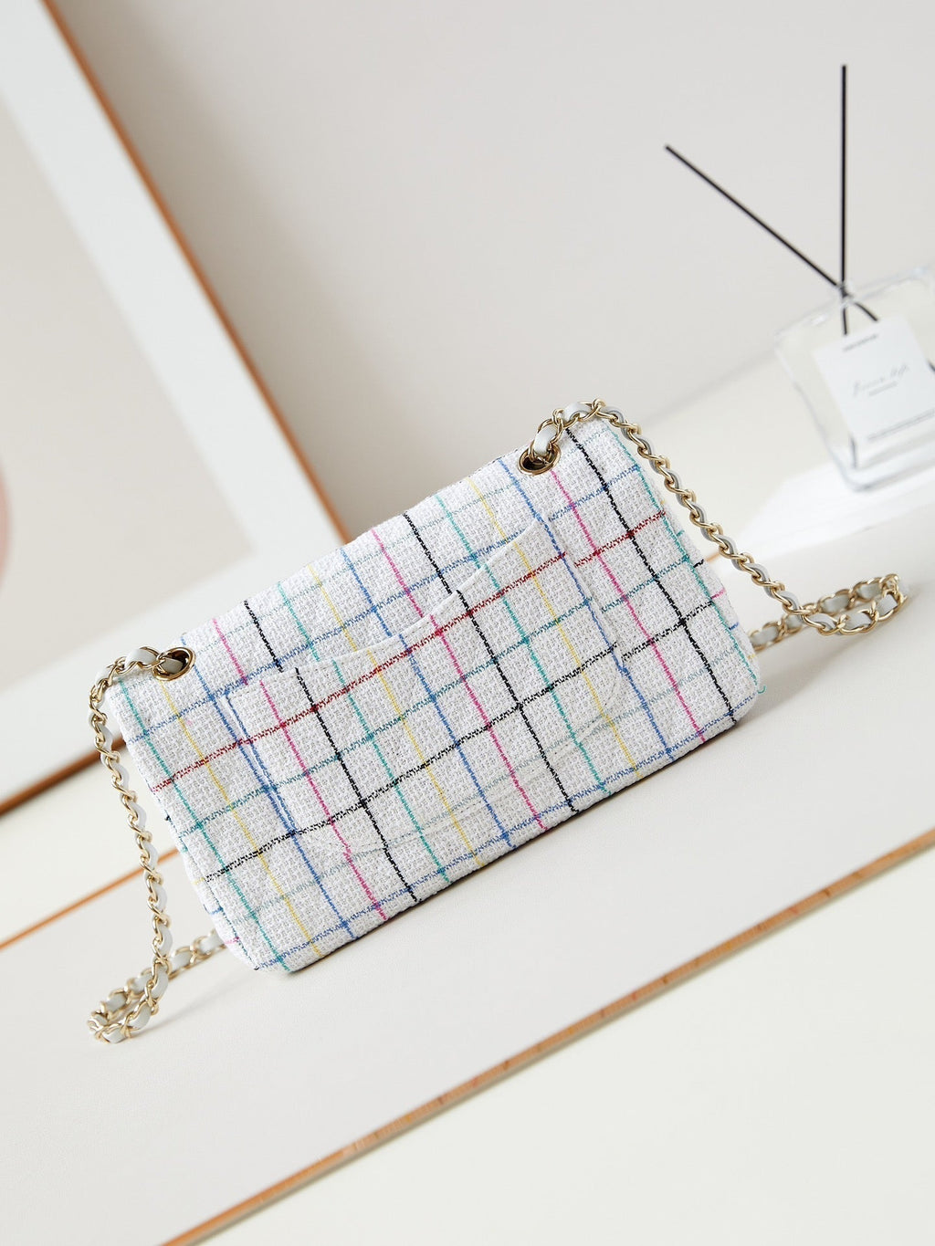 24P MEDIUM CLASSIC 25CM TWEED BLANC QUINCAILLERIE OR