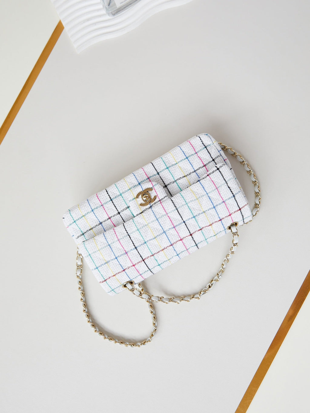 24P MEDIUM CLASSIC 25CM TWEED BLANC QUINCAILLERIE OR