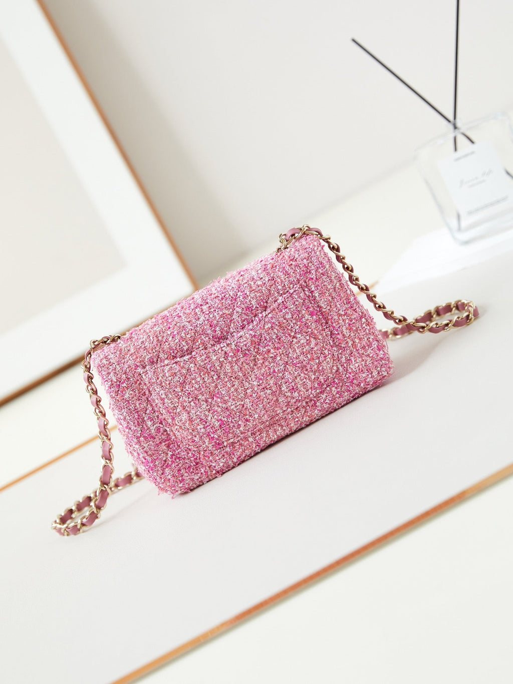 24P MINI CLASSIQUE 20CM TWEED ROSE QUINCAILLERIE OR 