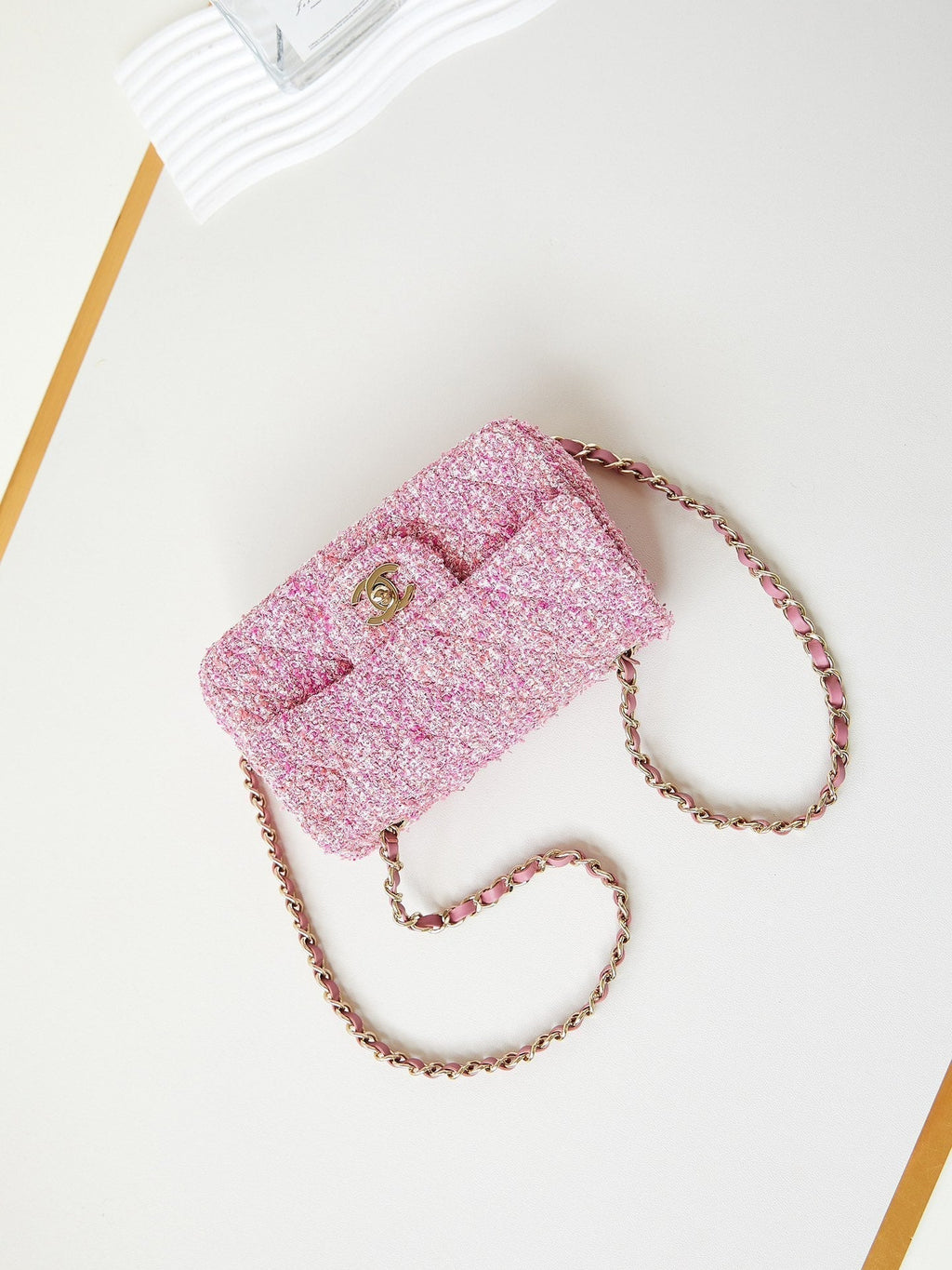 24P MINI CLASSIQUE 20CM TWEED ROSE QUINCAILLERIE OR 