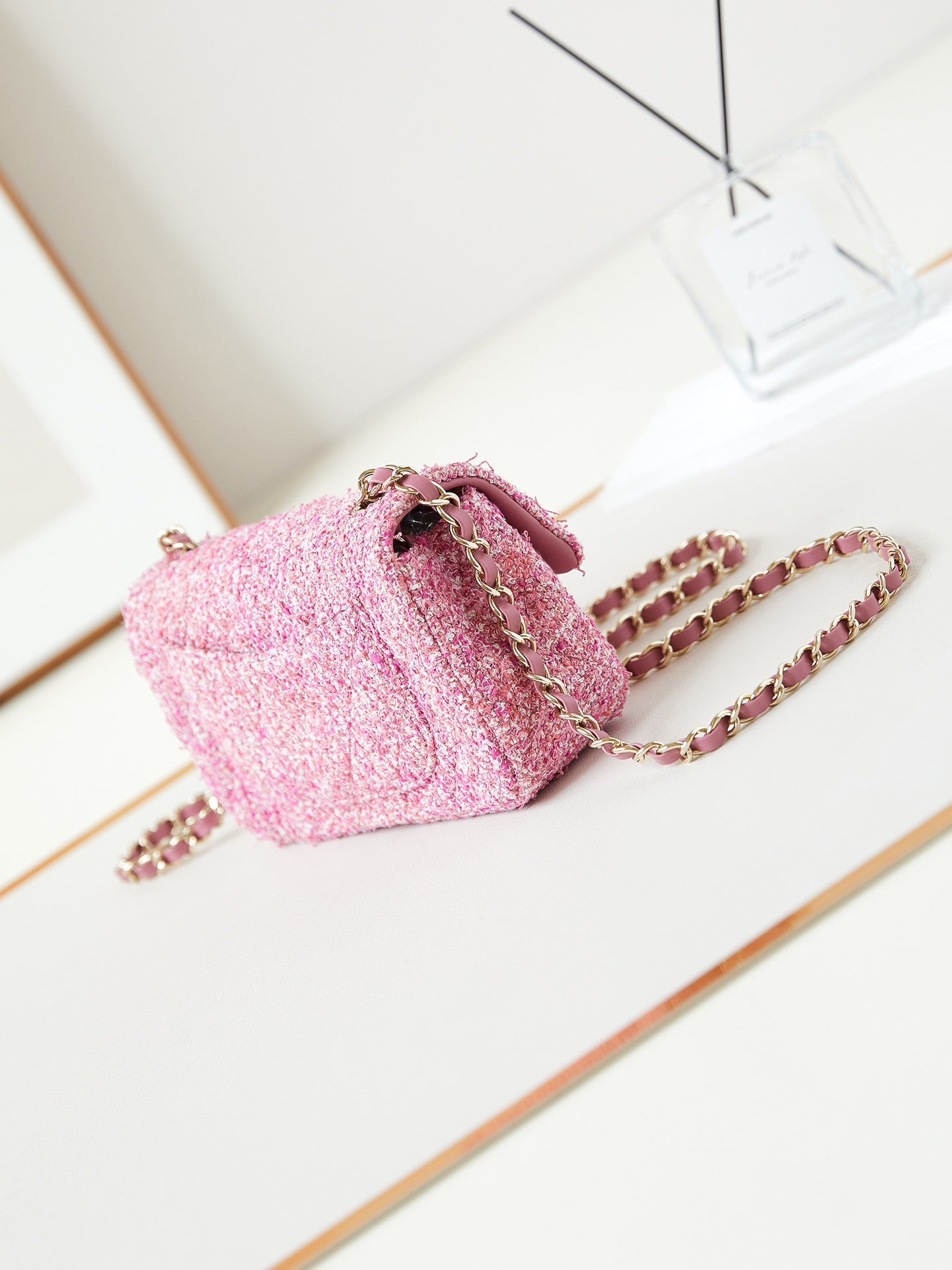 24P MINI CLASSIQUE 20CM TWEED ROSE QUINCAILLERIE OR 