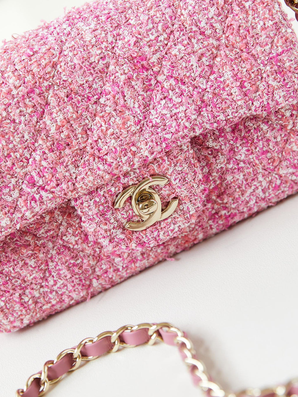 24P MINI CLASSIQUE 20CM TWEED ROSE QUINCAILLERIE OR 