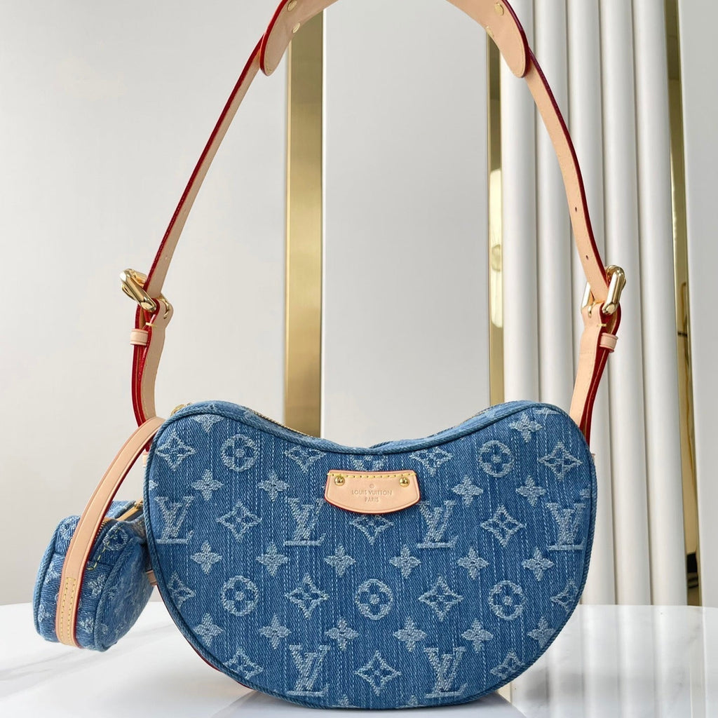 CROISSANT 25 EN DENIM MONOGRAMME BLEU
