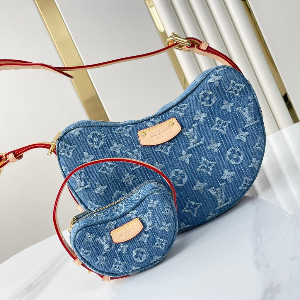 CROISSANT 25 EN DENIM MONOGRAMME BLEU