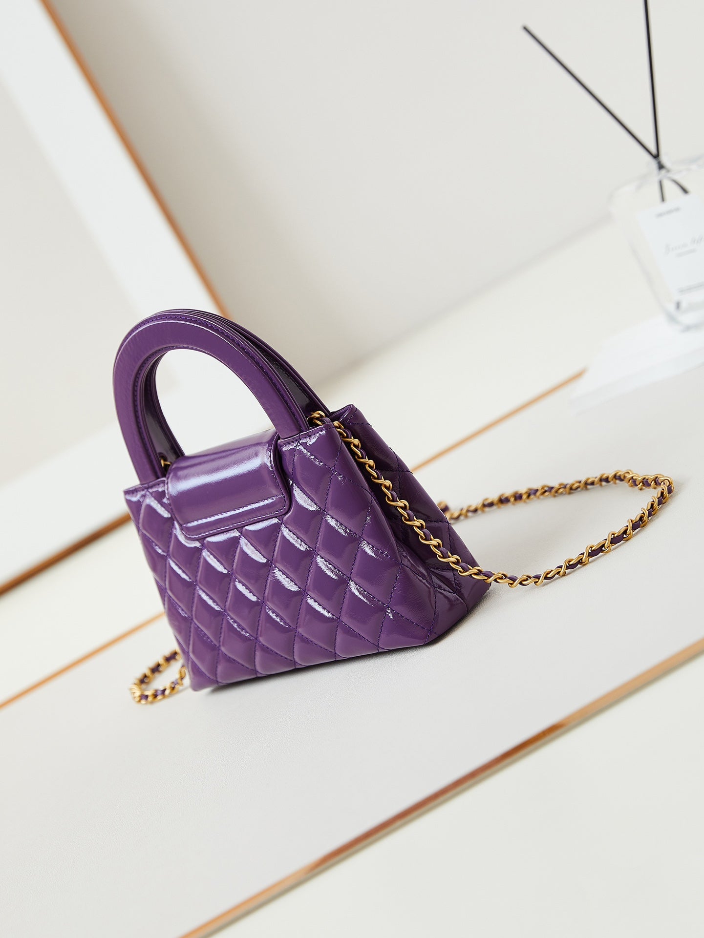 CC 24A NANO 19CM KELLY SHOPPER BAG PURPLE LAMBSKIN