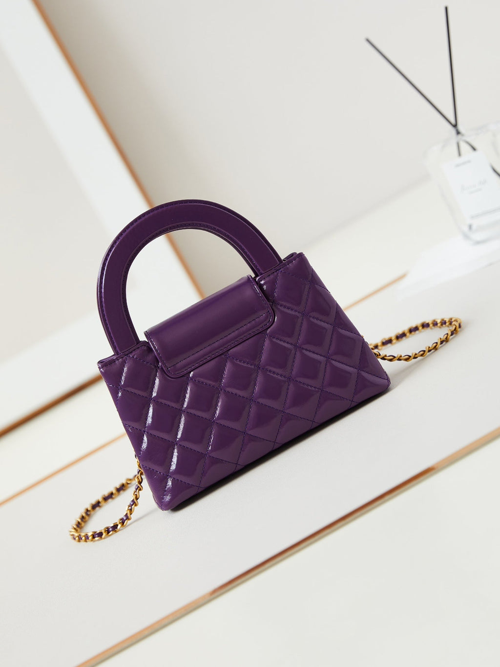CC 24A NANO 19CM KELLY SHOPPER BAG PURPLE LAMBSKIN