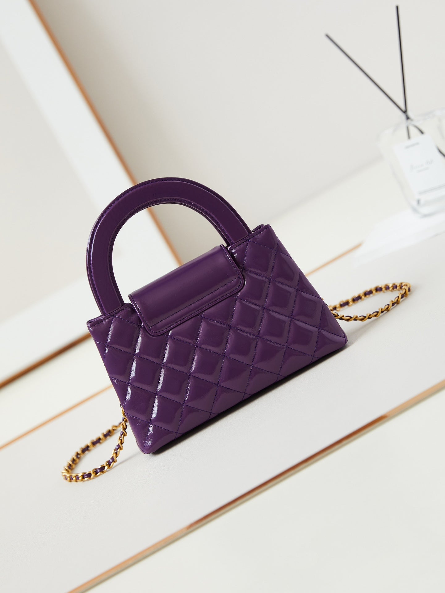 CC 24A NANO 19CM KELLY SHOPPER BAG PURPLE LAMBSKIN