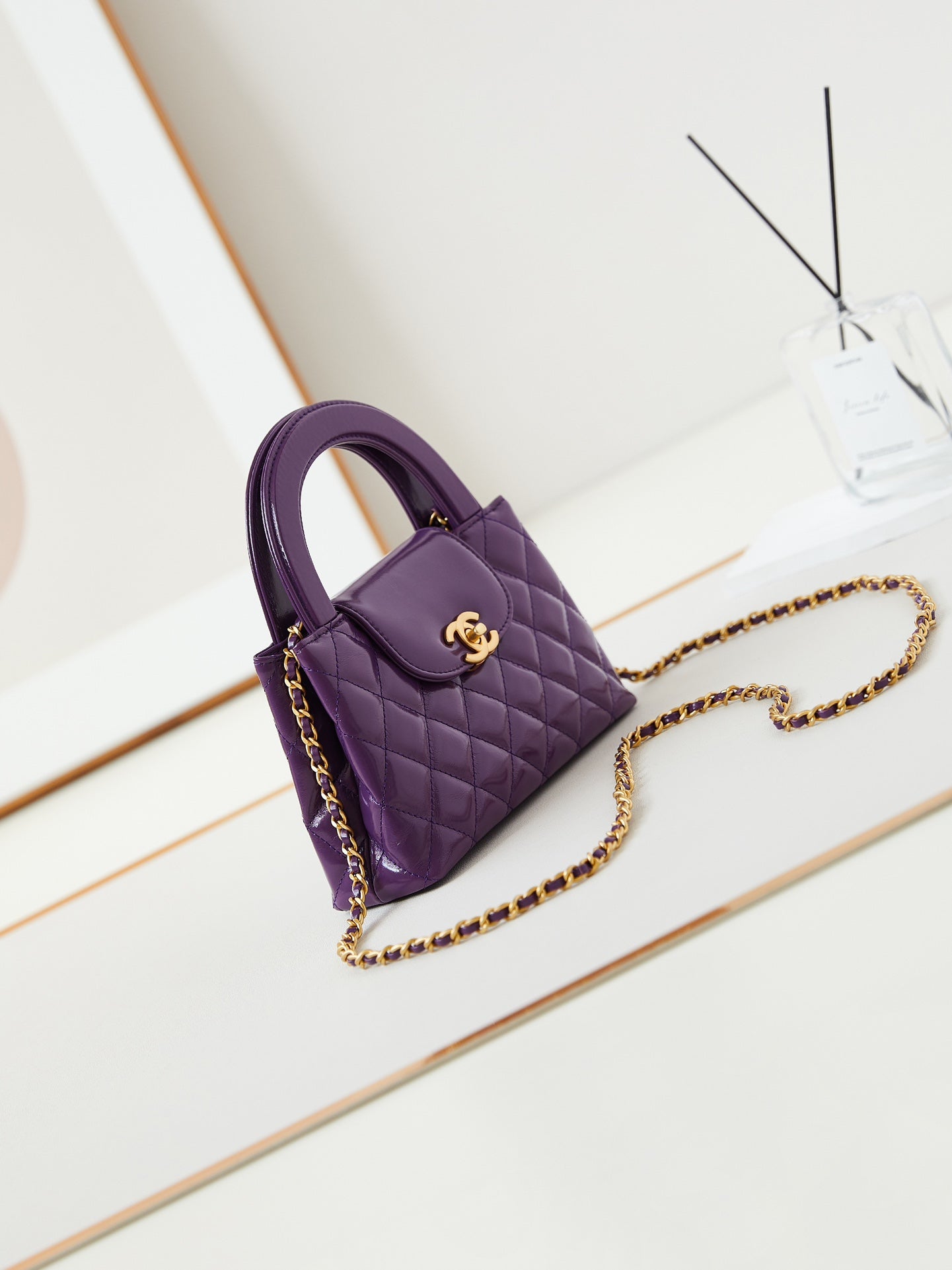 CC 24A NANO 19CM KELLY SHOPPER BAG PURPLE LAMBSKIN