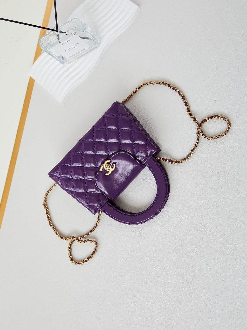 CC 24A NANO 19CM KELLY SHOPPER BAG PURPLE LAMBSKIN
