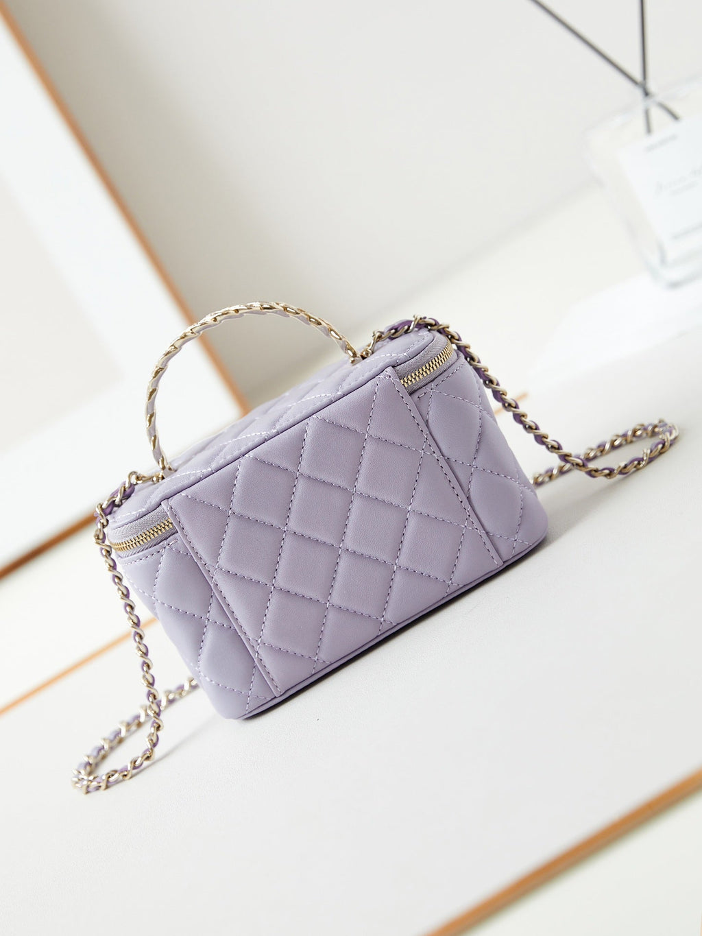 24A VANITY 17 VIOLET LAMBSKIN GOLD HARDWARE