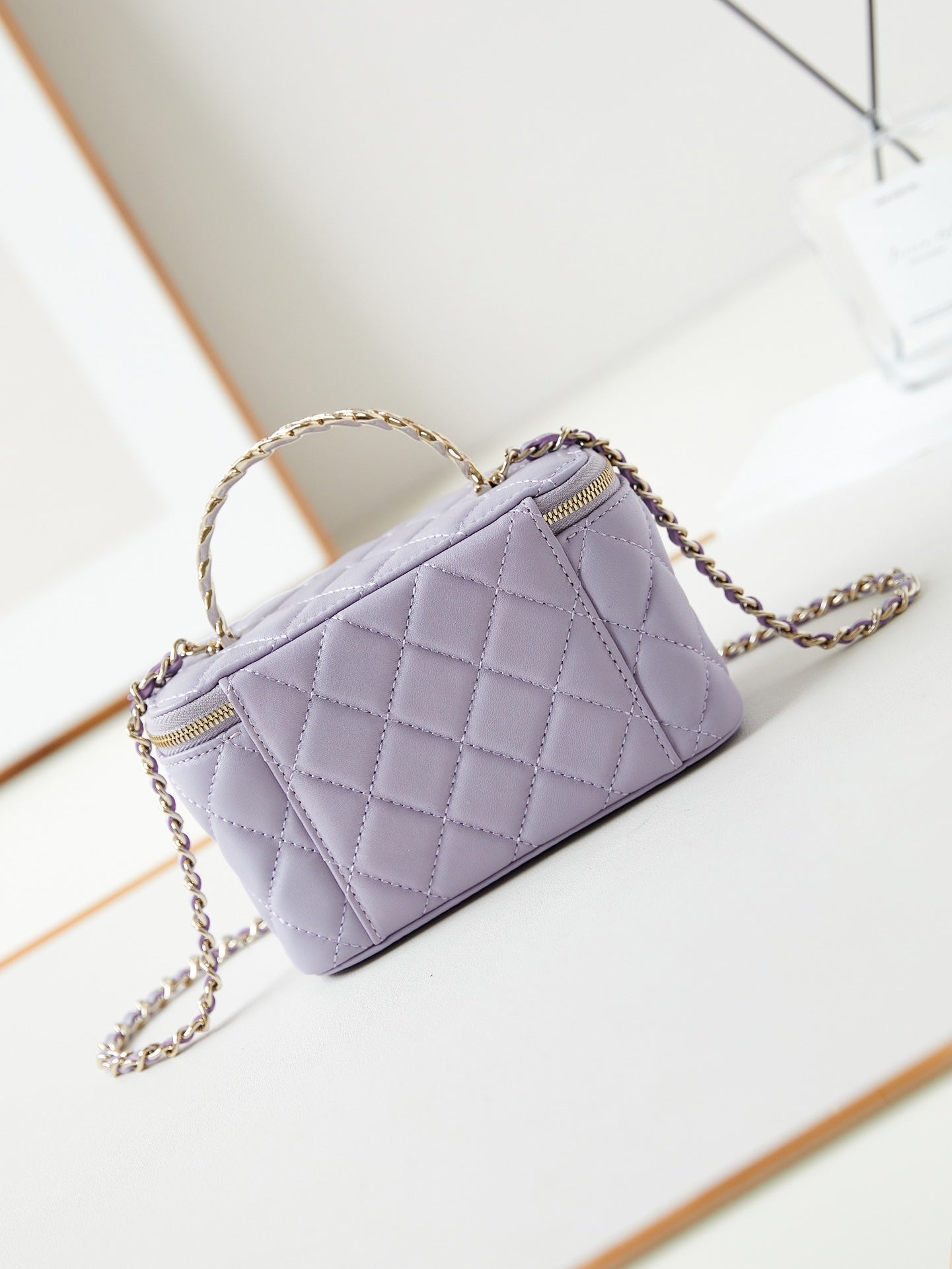 24A VANITY 17 VIOLET LAMBSKIN GOLD HARDWARE