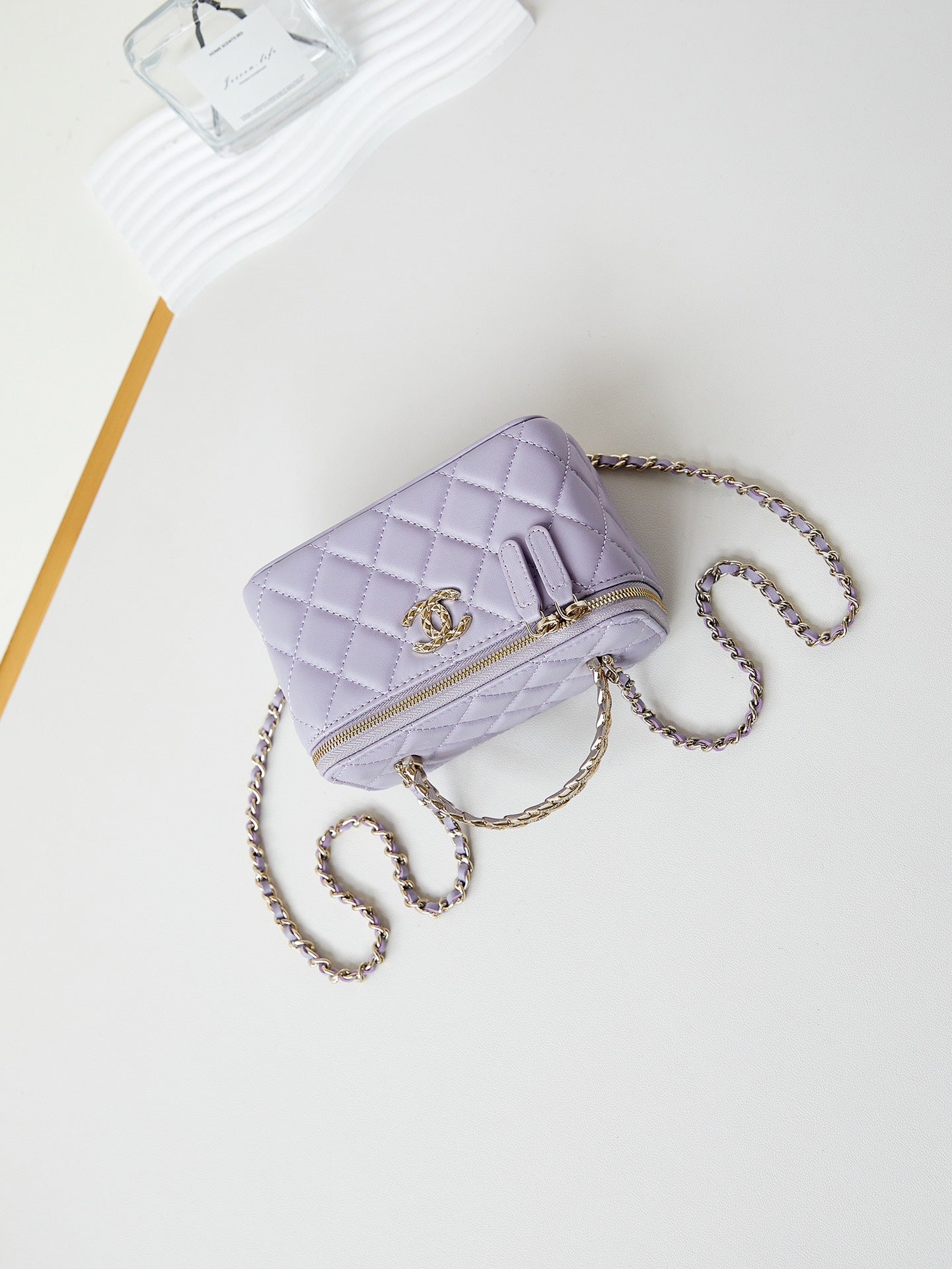 24A VANITY 17 VIOLET LAMBSKIN GOLD HARDWARE