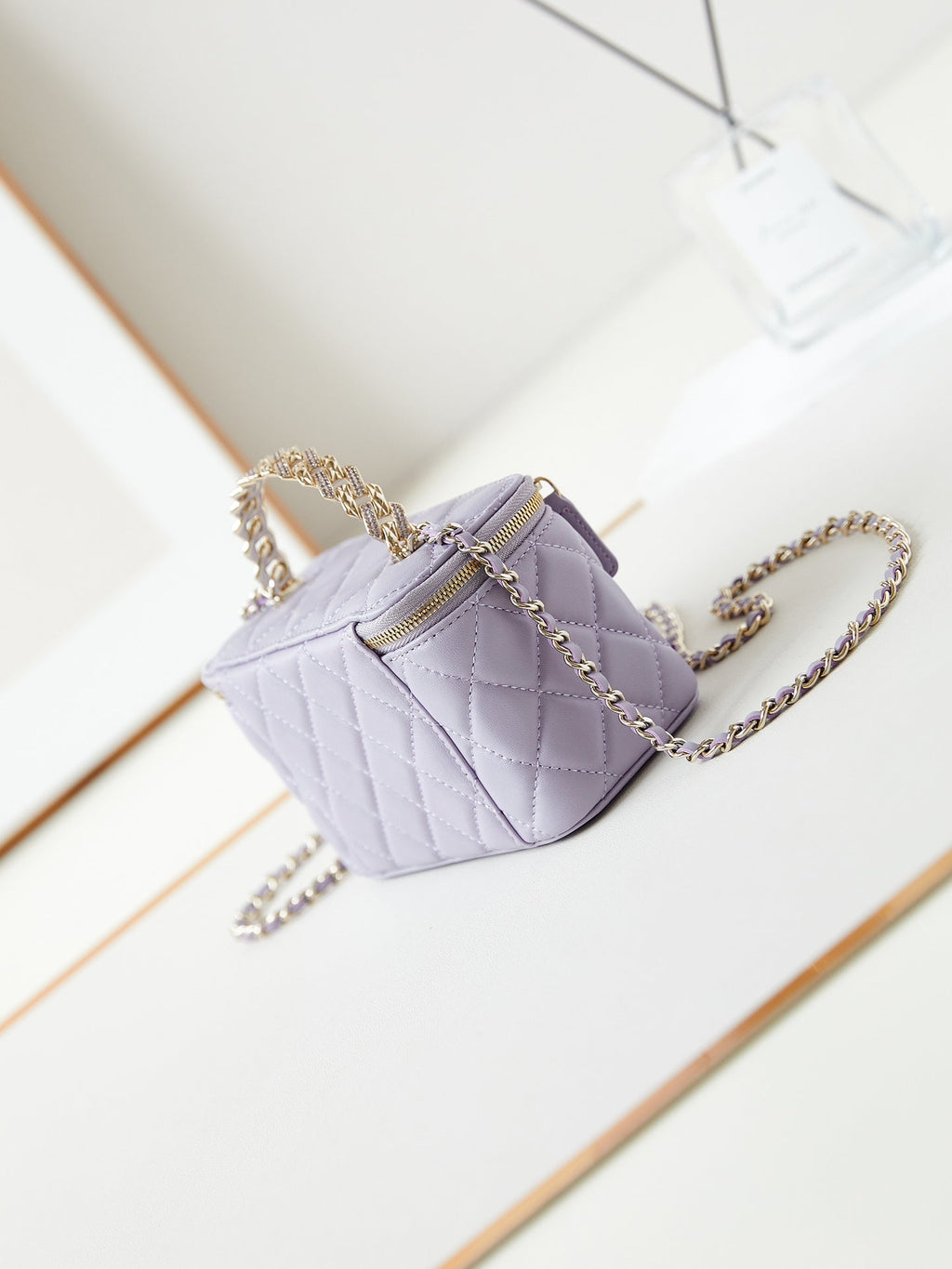 24A VANITY 17 VIOLET LAMBSKIN GOLD HARDWARE