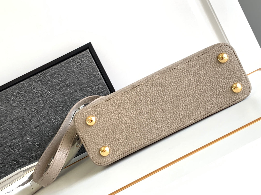 CAPUCINES BB 27 EN TAURILLON MARRON KAKI QUINCAILLERIE OR
