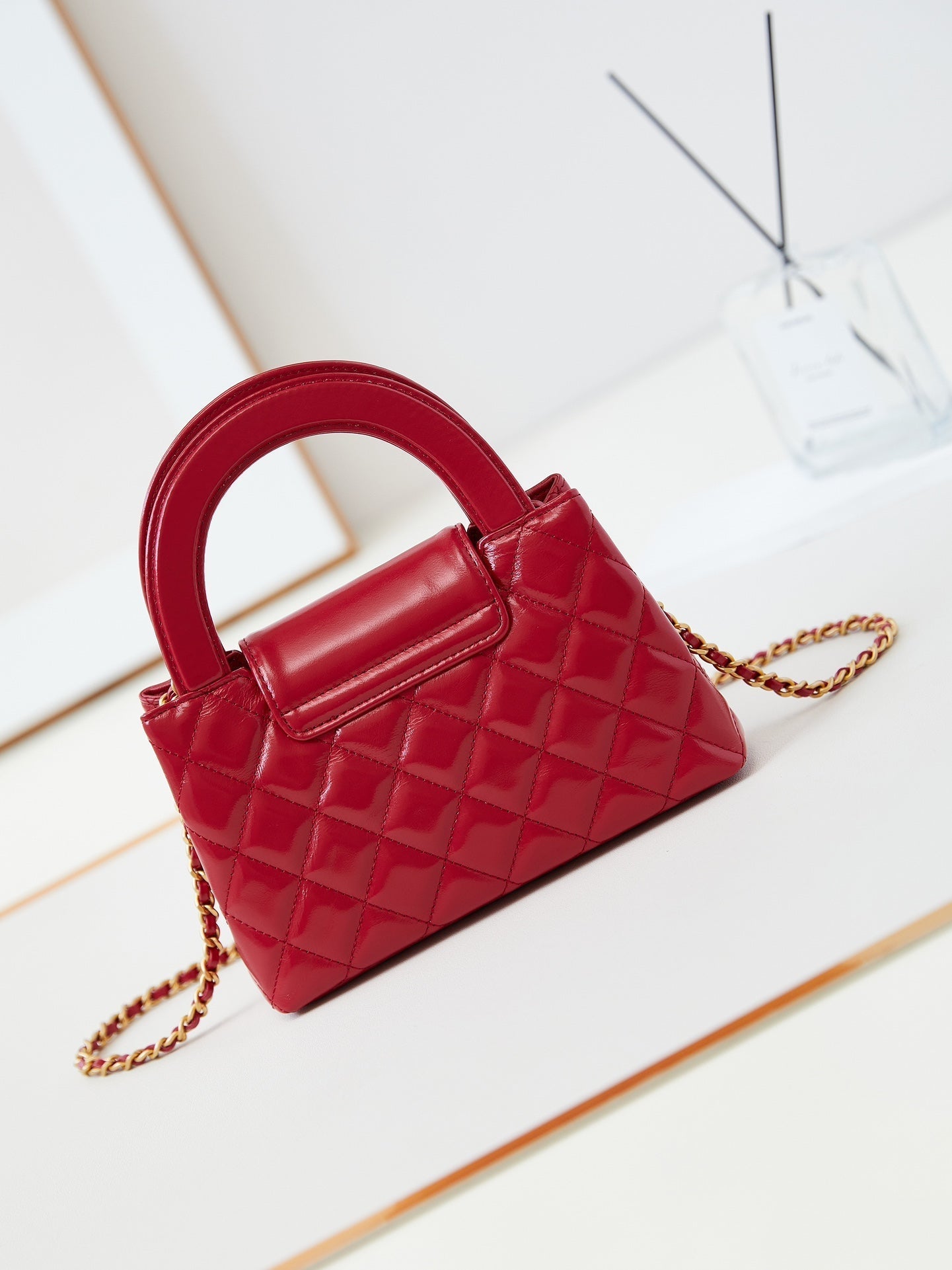 CC 24A NANO 19CM KELLY SHOPPER BAG RED LAMBSKIN