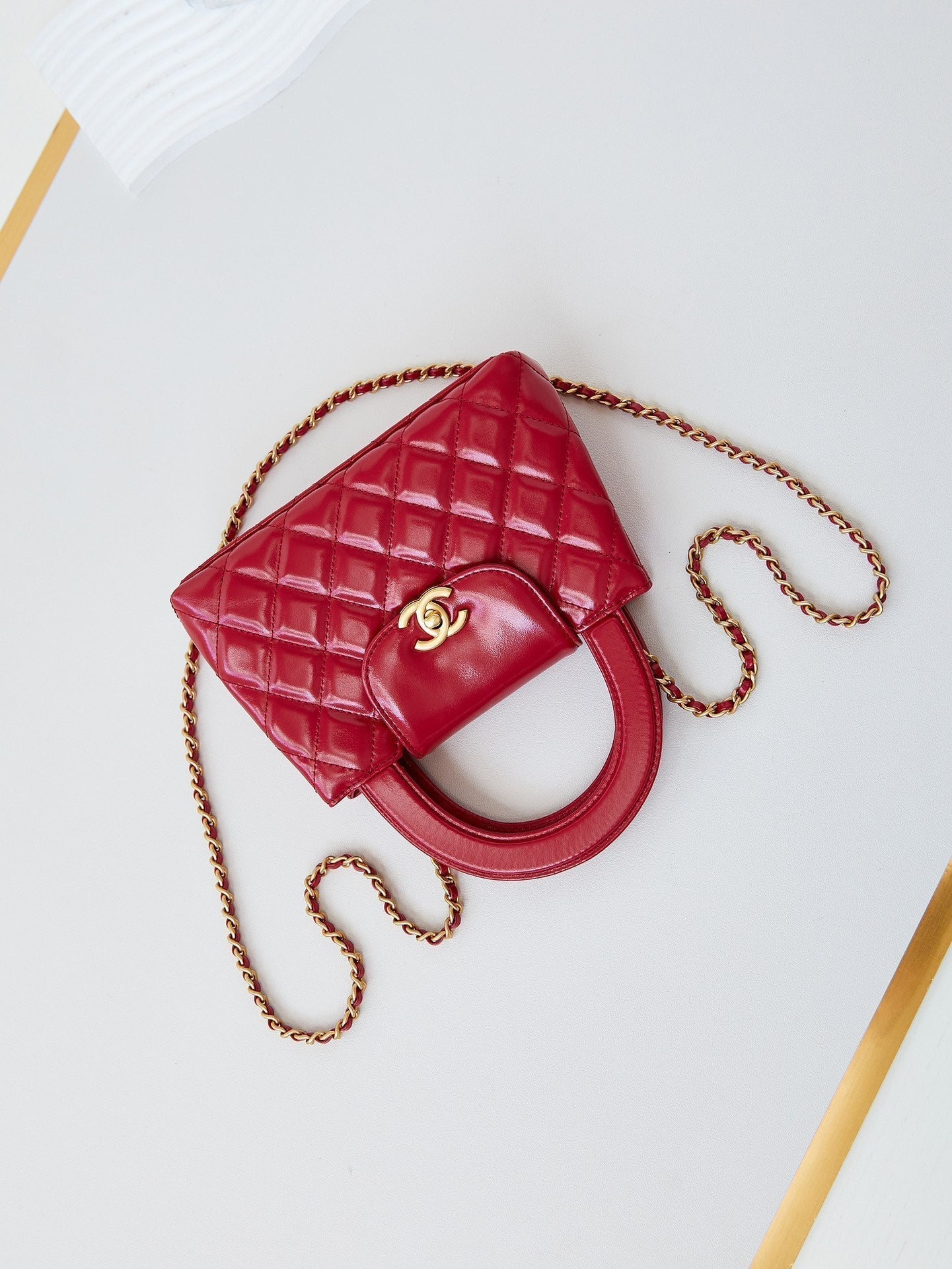 CC 24A NANO 19CM KELLY SHOPPER BAG RED LAMBSKIN