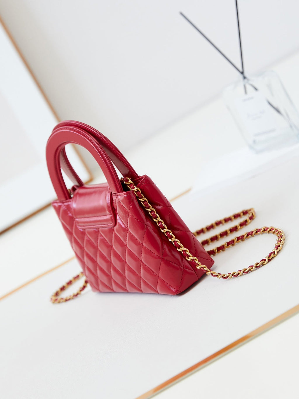 CC 24A NANO 19CM KELLY SHOPPER BAG RED LAMBSKIN