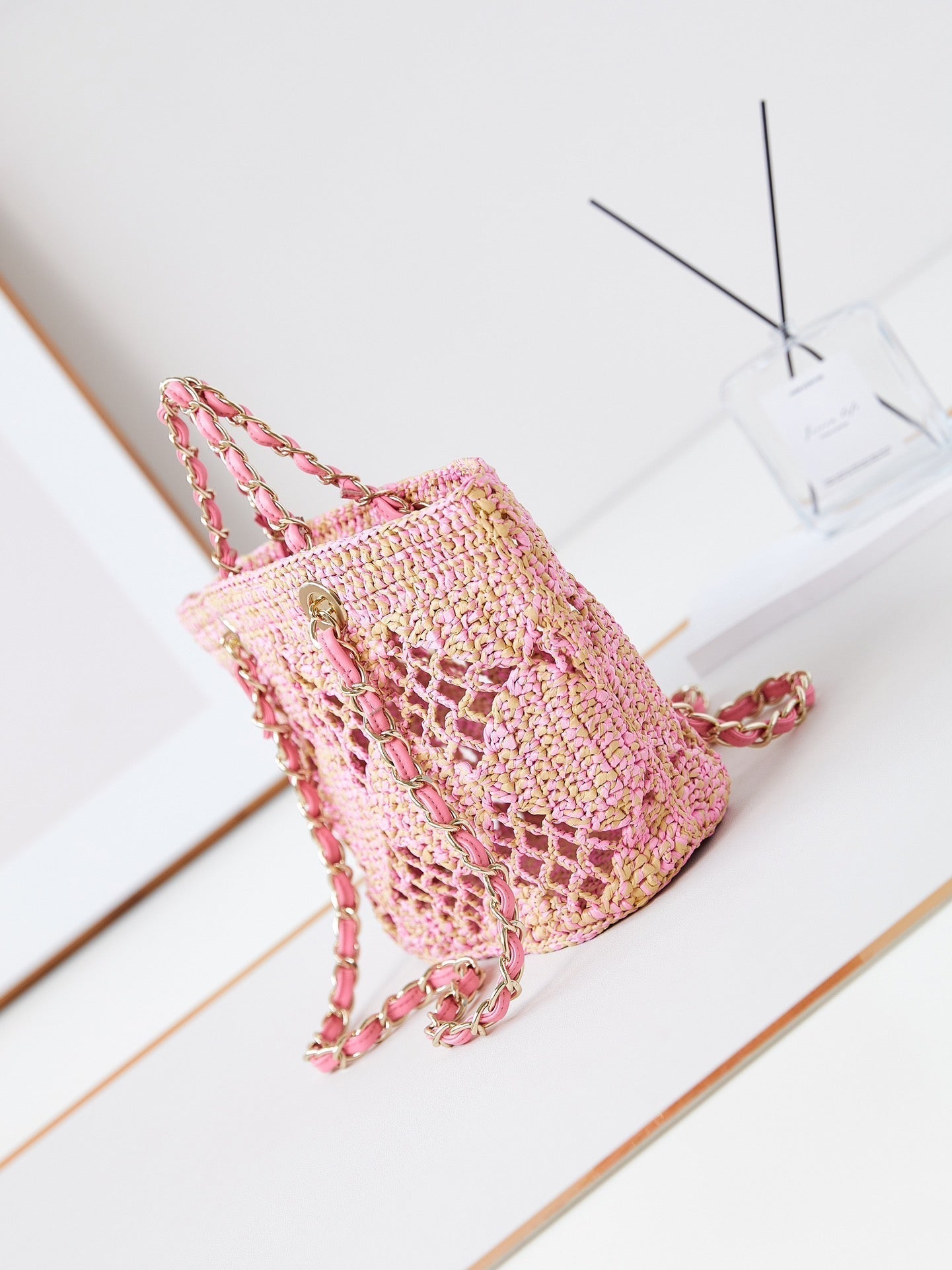 SAC DE PLAGE CC COCO 32CM ROSE RAPHIA