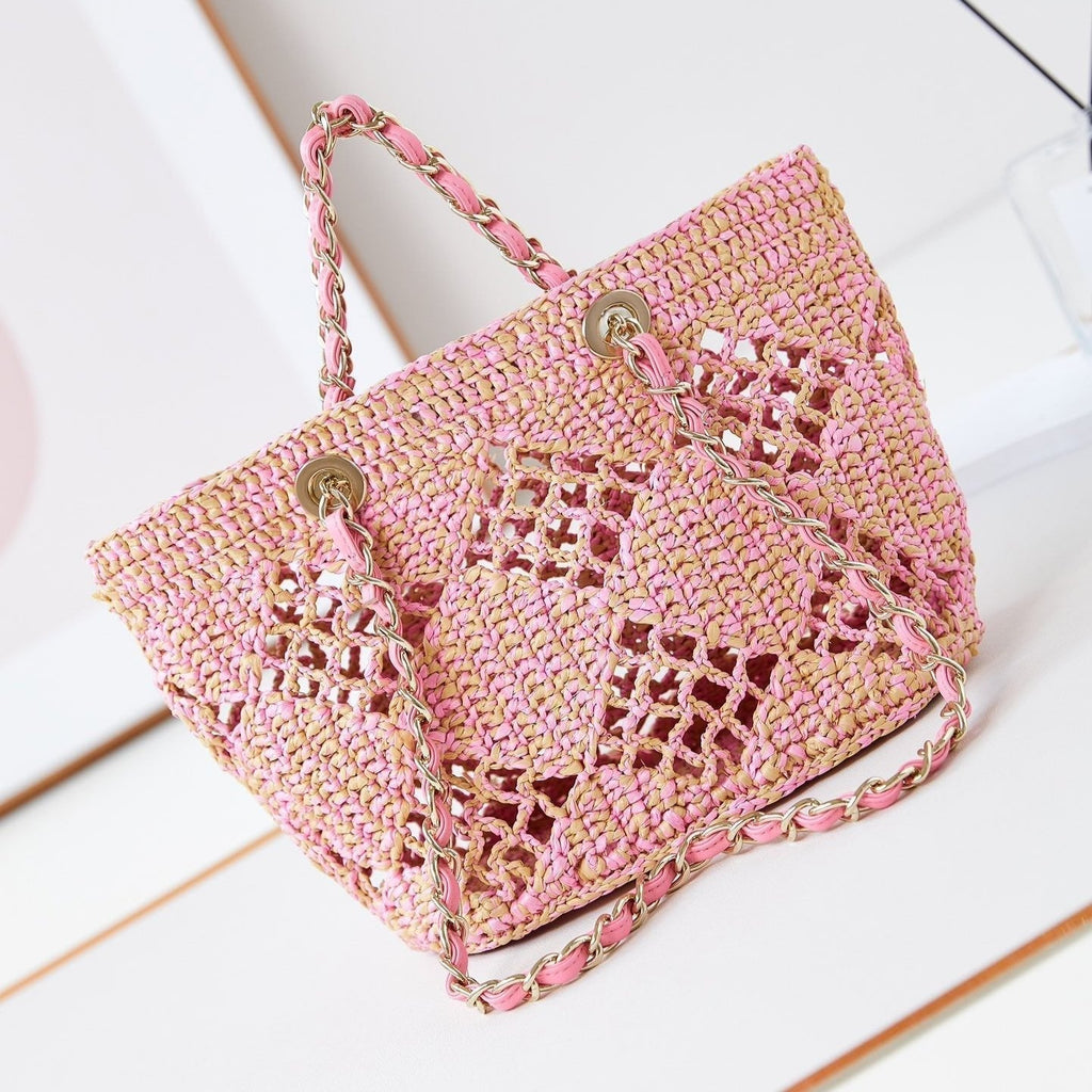 SAC DE PLAGE CC COCO 32CM ROSE RAPHIA