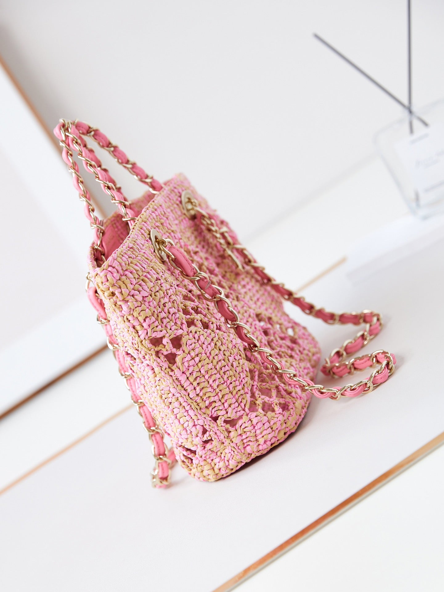SAC DE PLAGE CC COCO 32CM ROSE RAPHIA