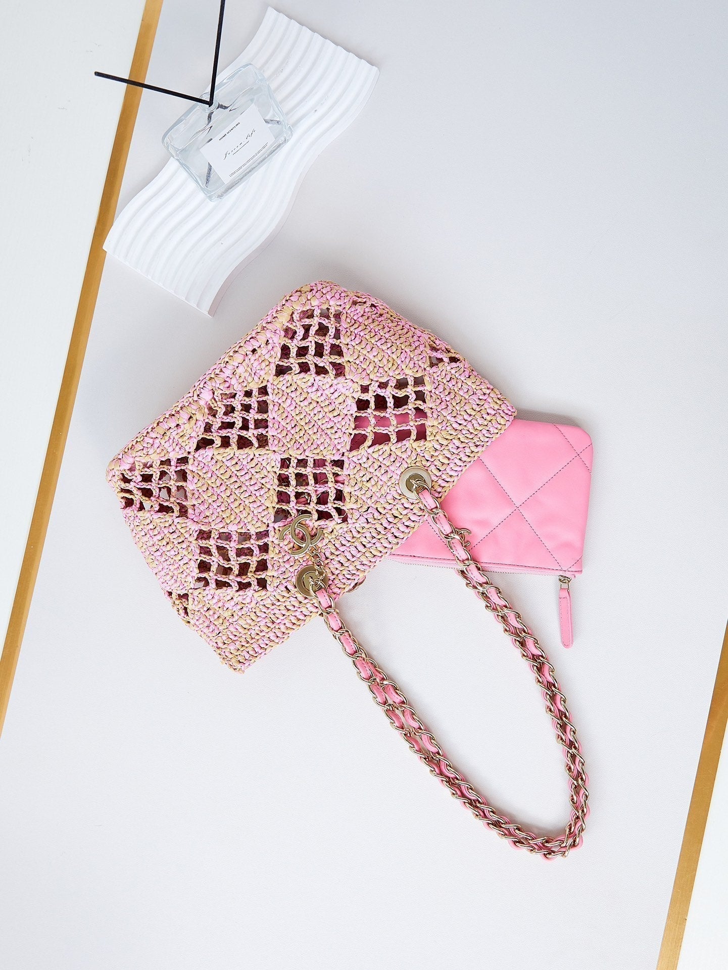 SAC DE PLAGE CC COCO 32CM ROSE RAPHIA