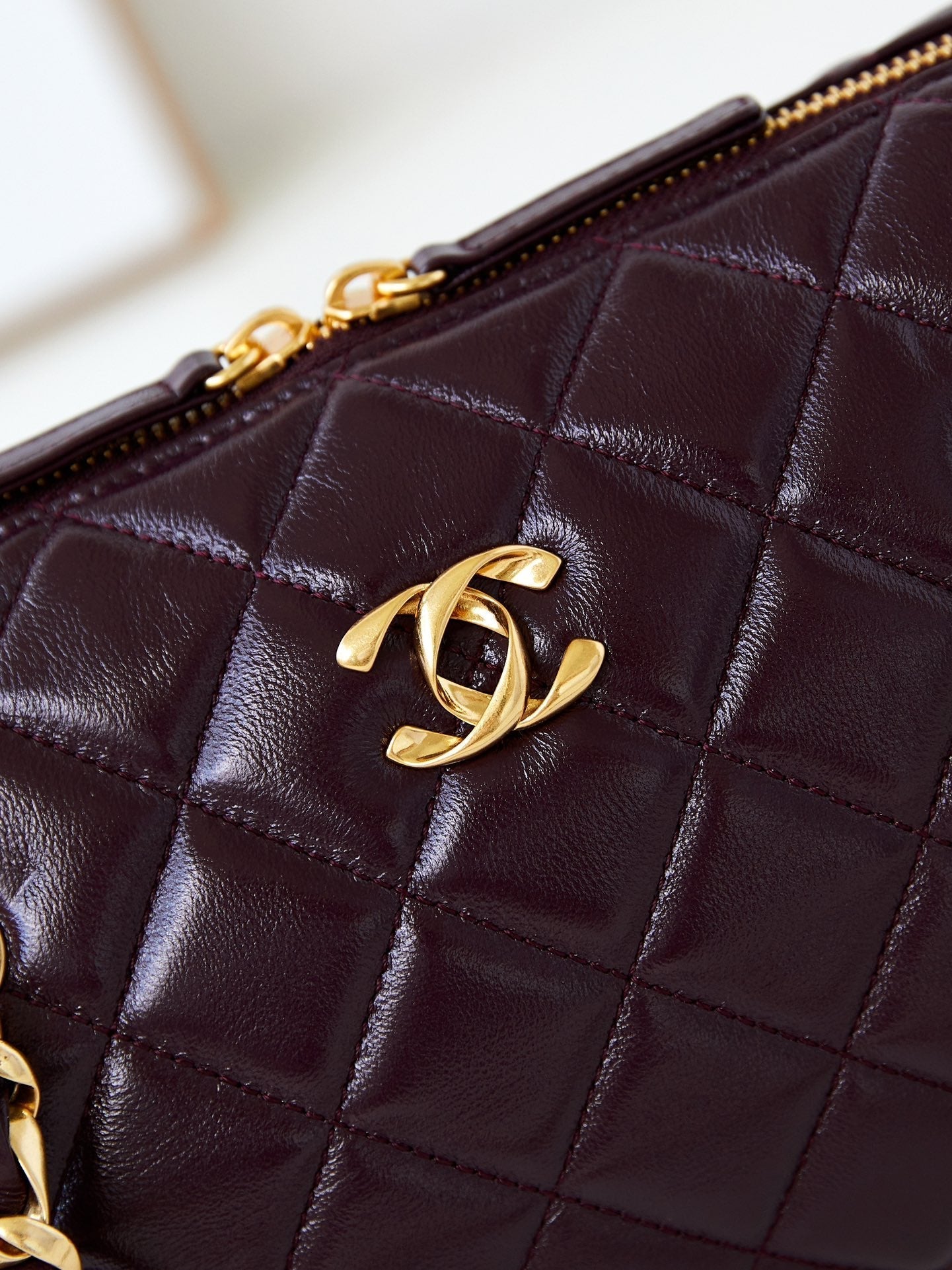 SAC BOWLING CC 24K 25CM CUIR D'AGNEAU CIRÉ BORDEAUX