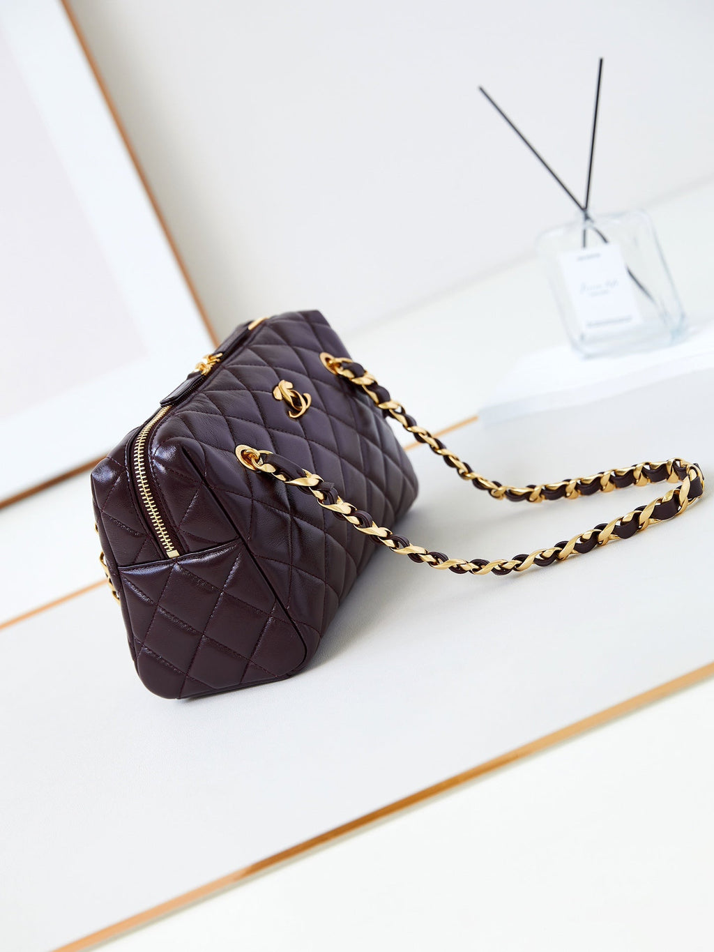 SAC BOWLING CC 24K 25CM CUIR D'AGNEAU CIRÉ BORDEAUX