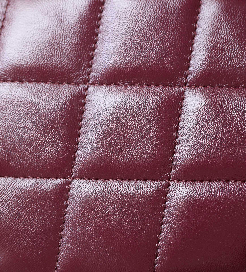 24B CLUTH WITH CHAIN BURGUNDY LAMBSKIN GOLD HARDWARE