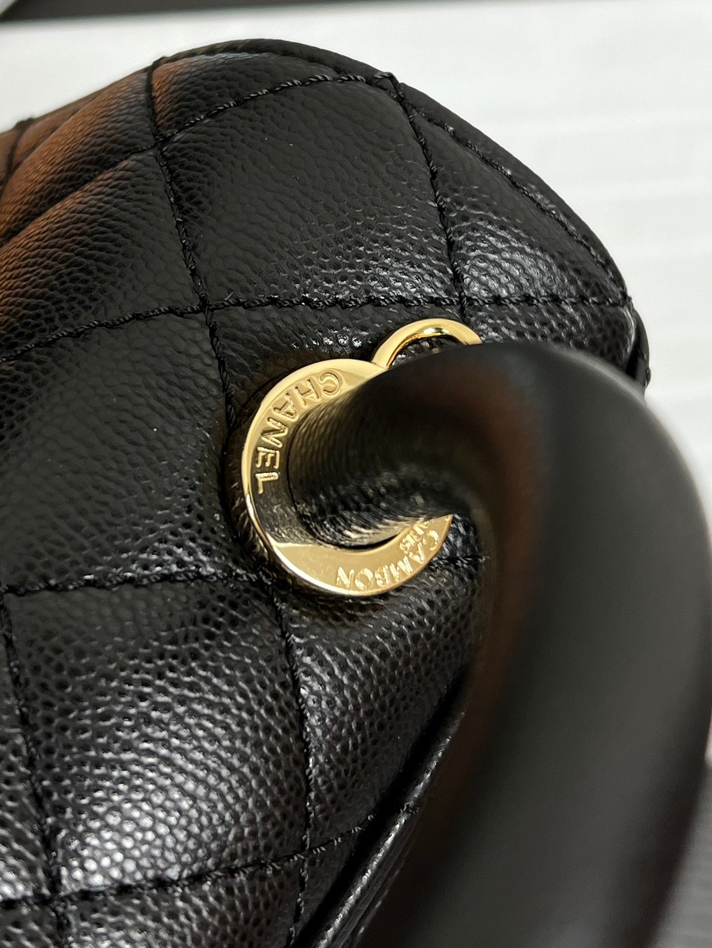 COCO HANDLE FLAP BAG 19CM BLACK GRAINED CALFSKIN GOLD HARDWARE