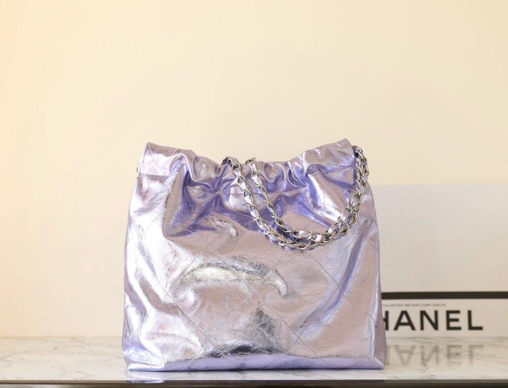 25C HOBO 22 BAG 35CM VIOLET METALIC LAMBSKIN