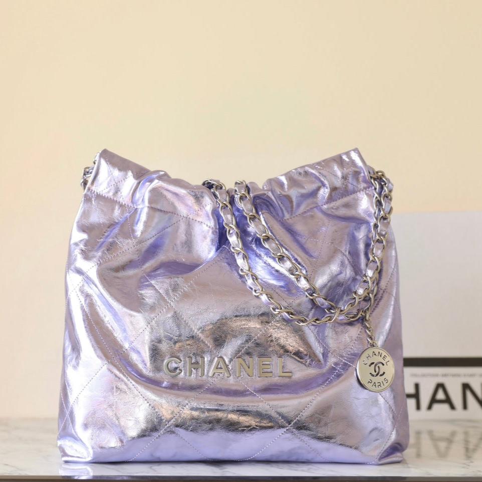 SAC HOBO 22 25C 35CM CUIR D'AGNEAU MÉTALLISÉ VIOLET