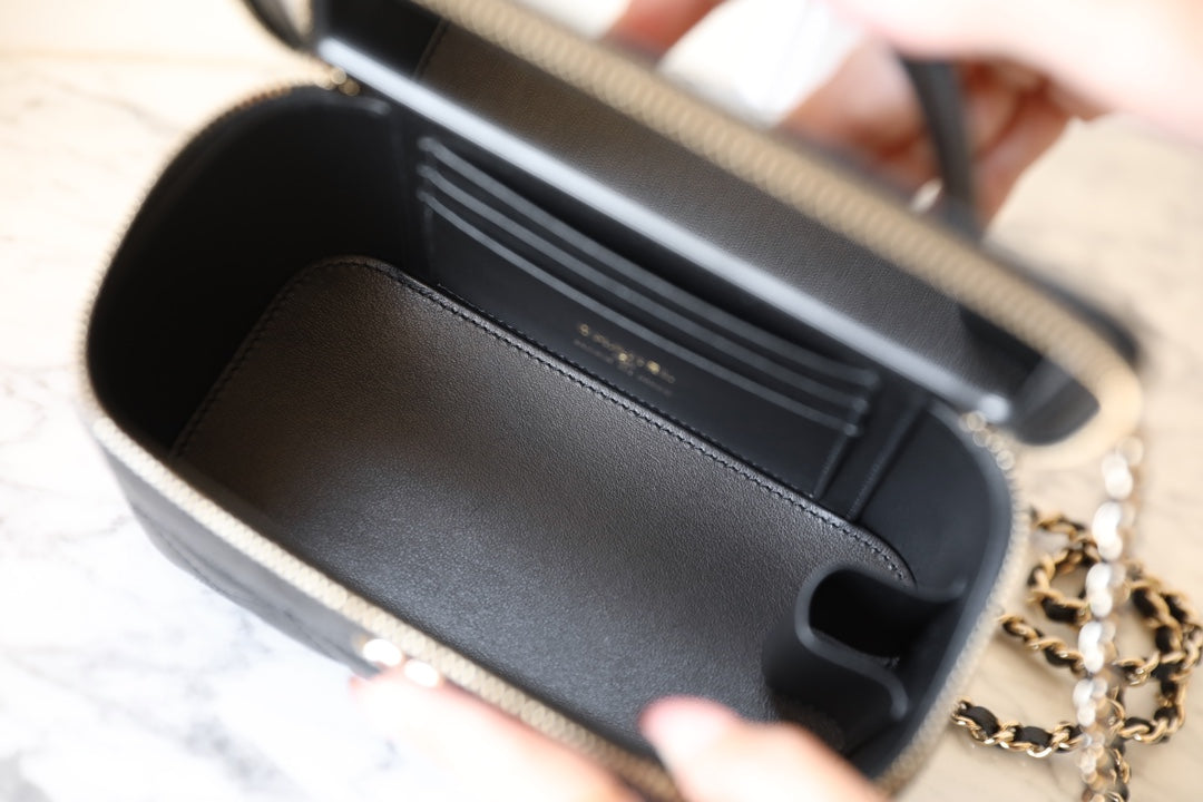 CC 25C VANITY 17CM CUIR DE VEAU GRAINÉ NOIR