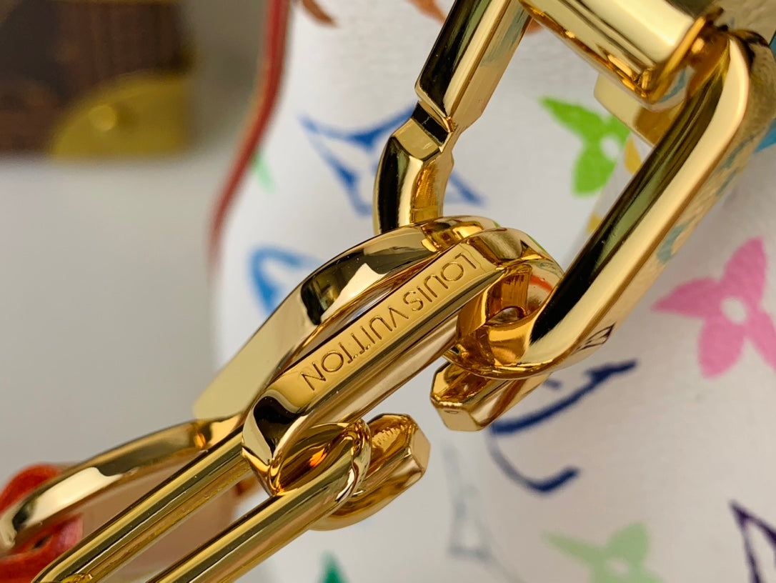 LV X TM DAUPHINE SOFT GM 28CM BLANC MULTICOLORE GARNITURES EN CUIR DE VACHE