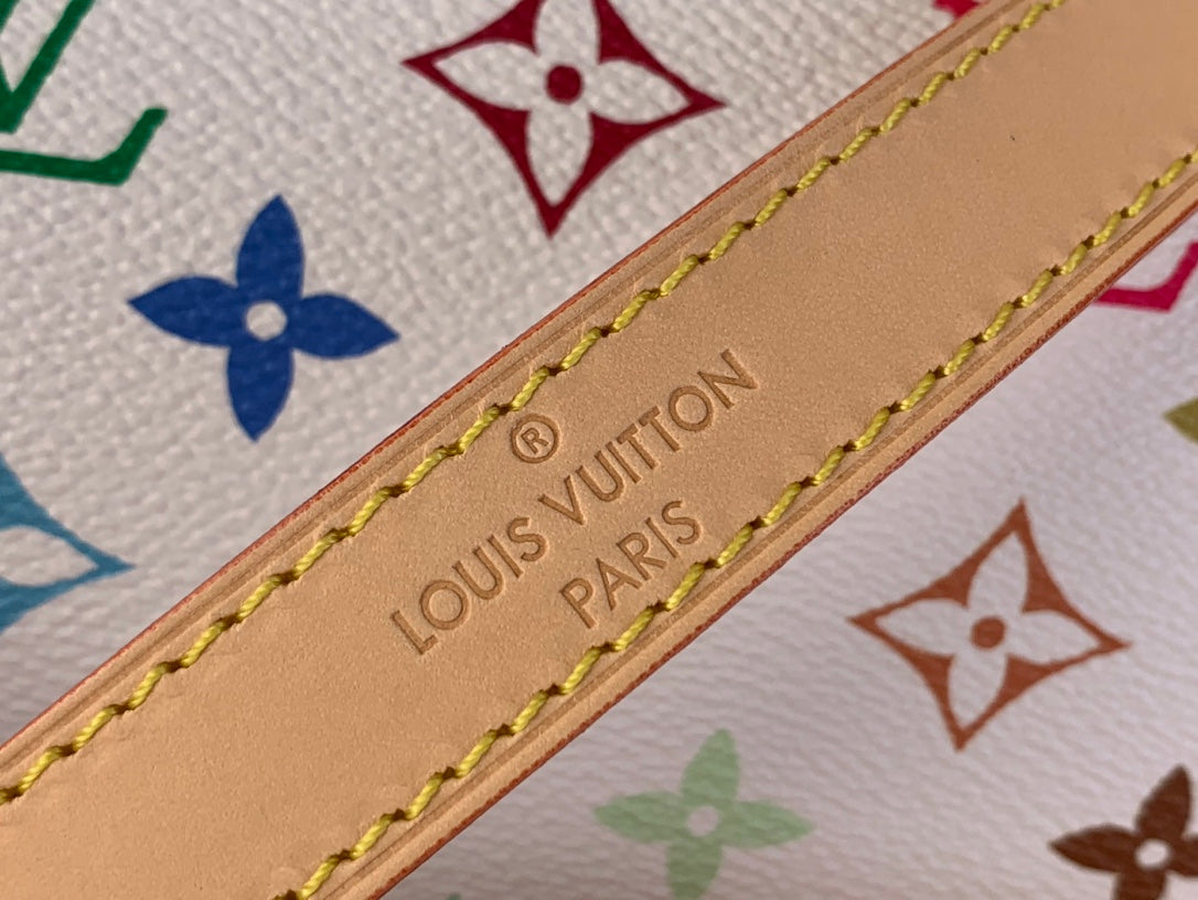 LV X TM DAUPHINE SOFT GM 28CM BLANC MULTICOLORE GARNITURES EN CUIR DE VACHE