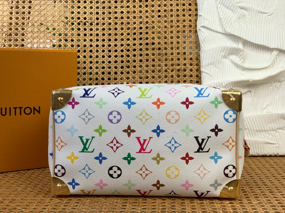 LV X TM SPEEDY BANDOULIERE 25CM TOILE MONOGRAMME MULTICOLORE BLANCHE