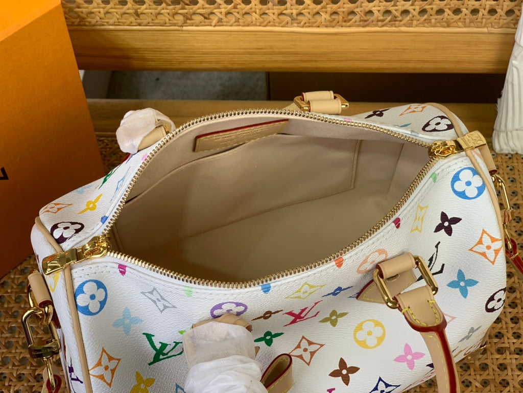 LV X TM SPEEDY BANDOULIERE 25CM TOILE MONOGRAMME MULTICOLORE BLANCHE