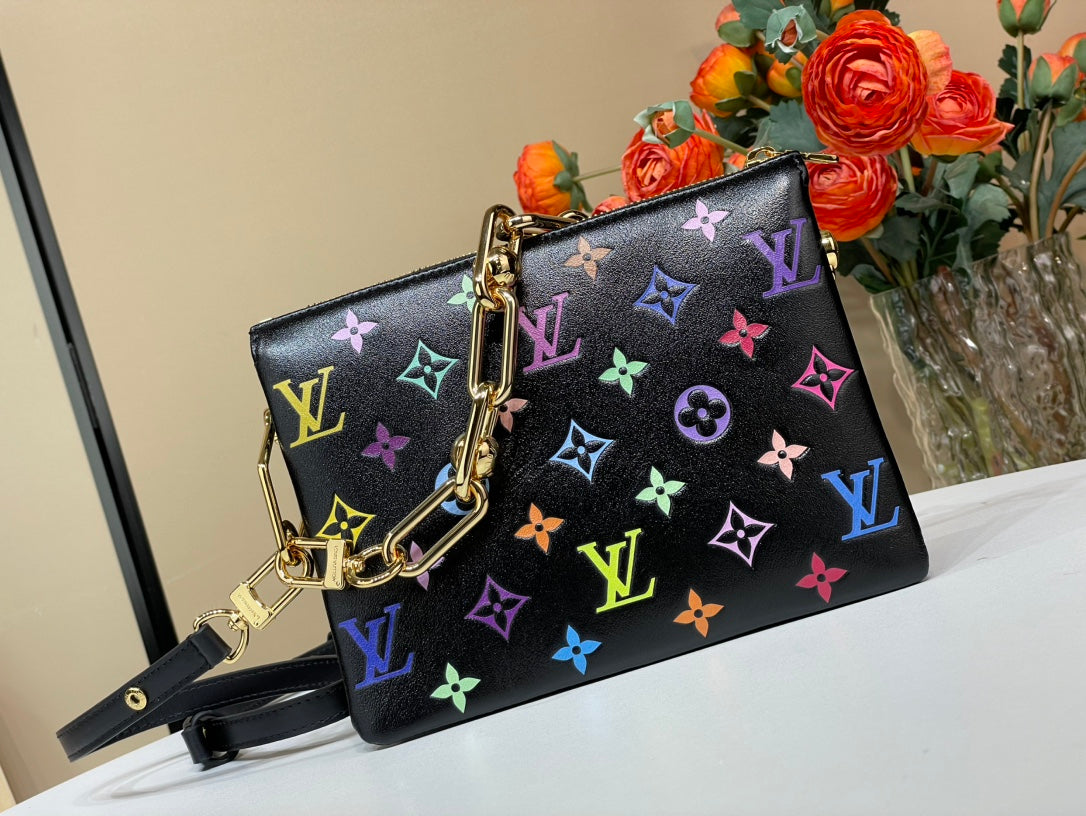 LV X TM COUSSIN BB 21CM CUIR D'AGNEAU GAUFRÉ MONOGRAMME MULTICOLORE NOIR