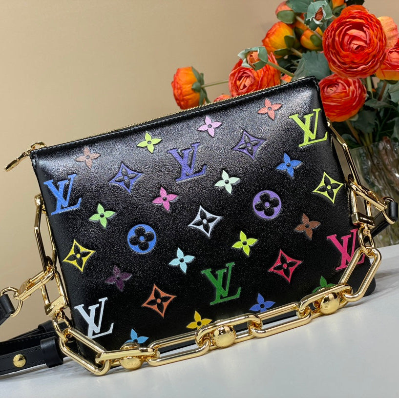 LV X TM COUSSIN BB 21CM CUIR D'AGNEAU GAUFRÉ MONOGRAMME MULTICOLORE NOIR