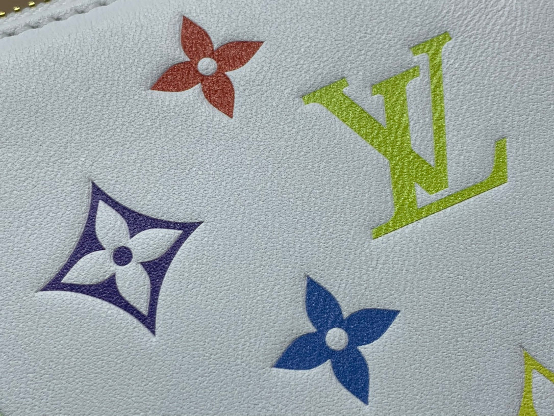LV X TM COUSSIN BB 21CM BLANC MULTICOLORE MONOGRAMME-CUIR D'AGNEAU EN RELIEF
