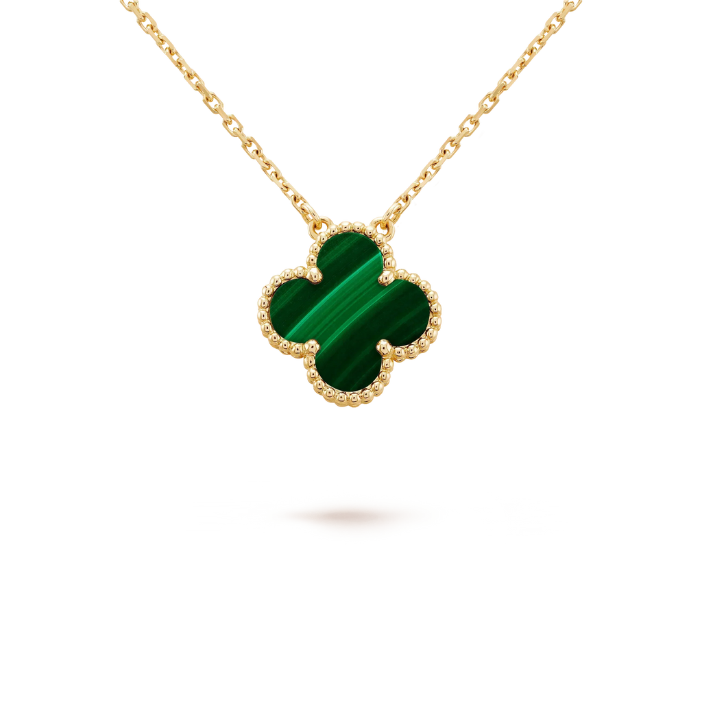 Collier Fleur Simple 15 MM MALACHITE TRÈFLE