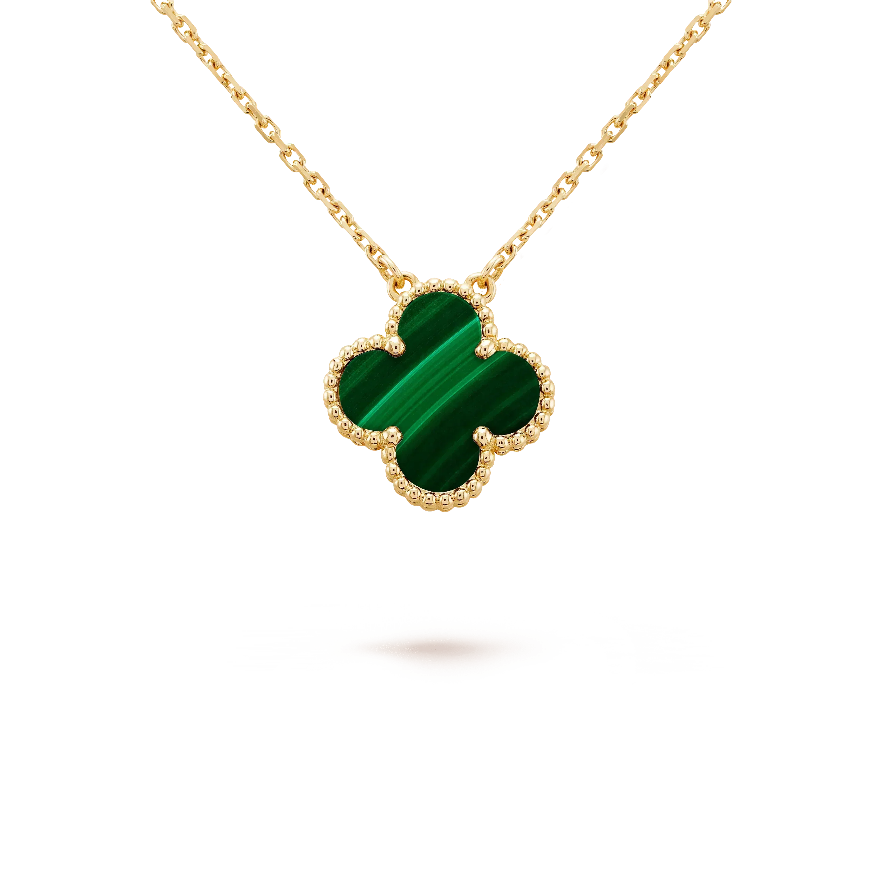 Collier Fleur Simple 15 MM MALACHITE TRÈFLE