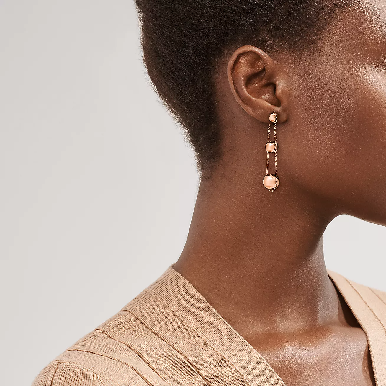 TRIPLE DROP ROSE GOLD EARRINGS