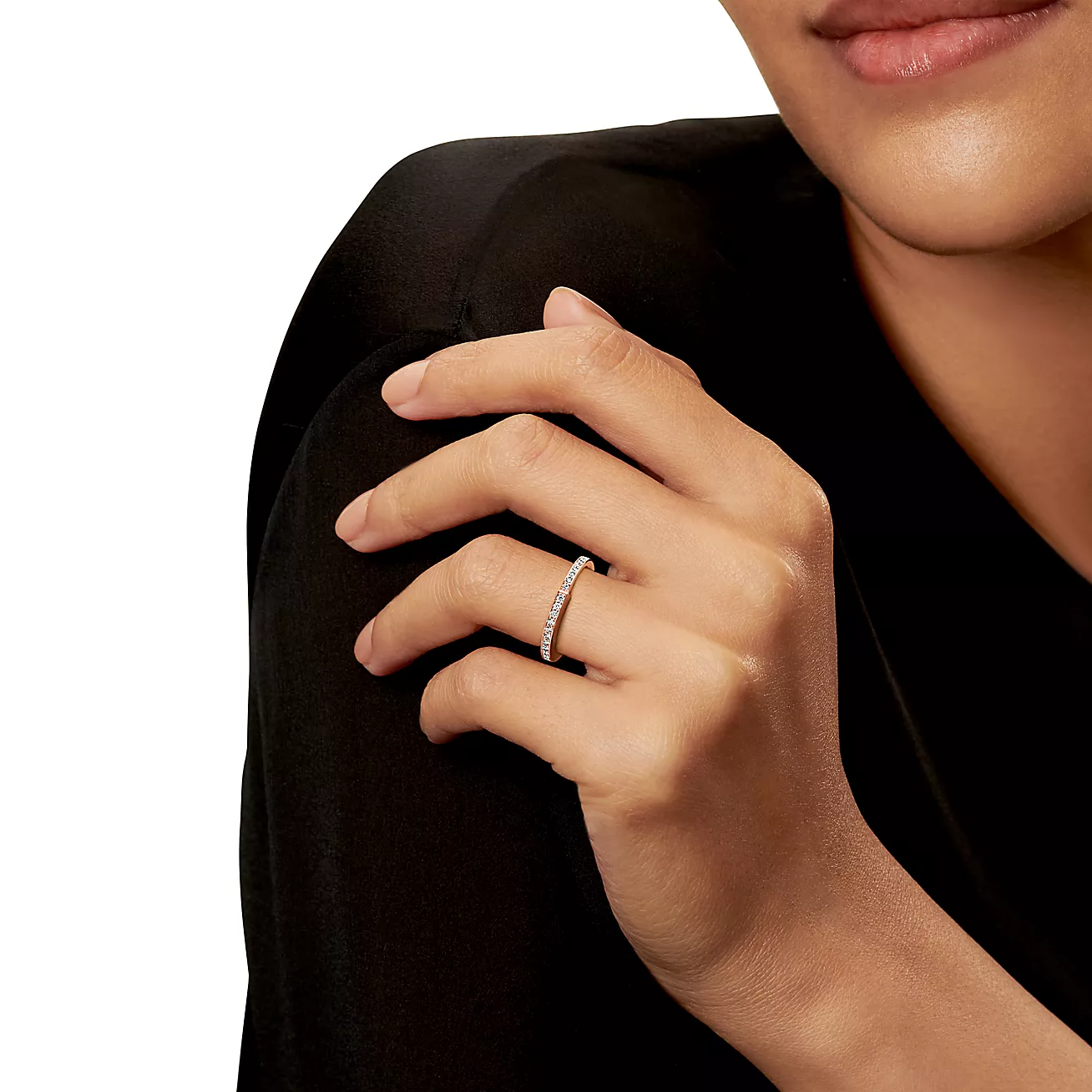 LOCK RING ROSE GOLD DIAMOND PAVED